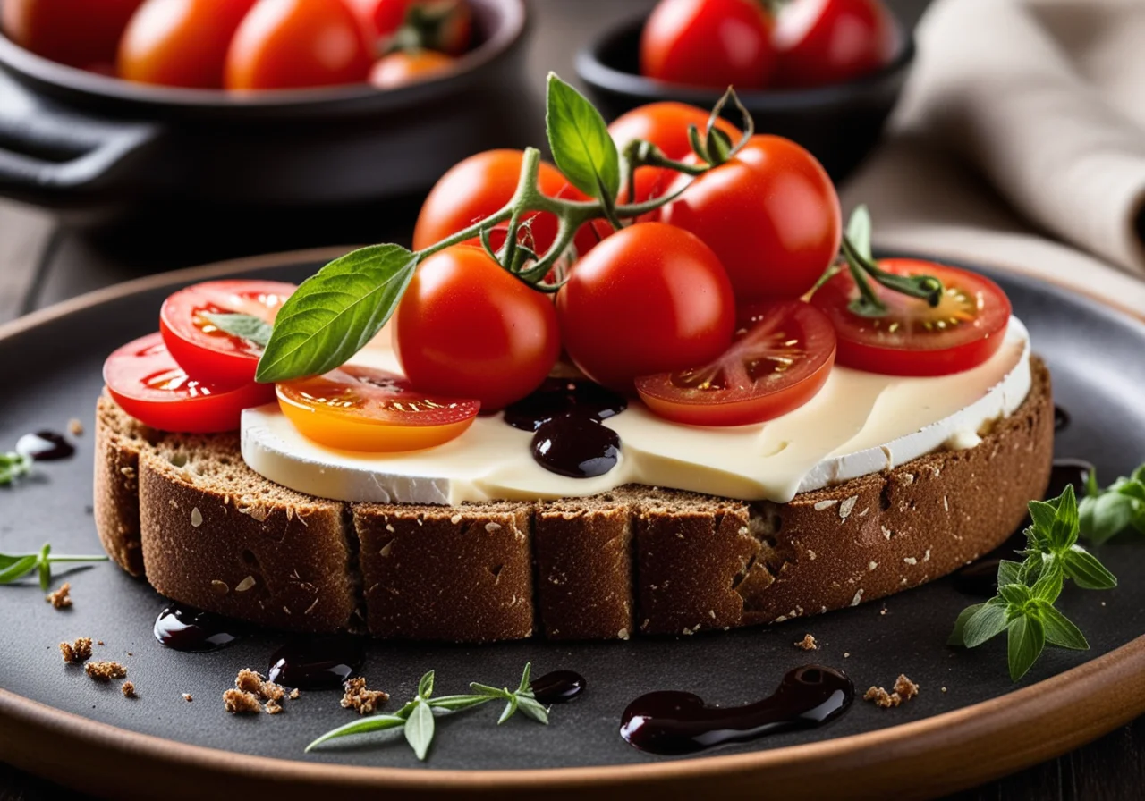 Baked Bread with Tomatoes and Cheese