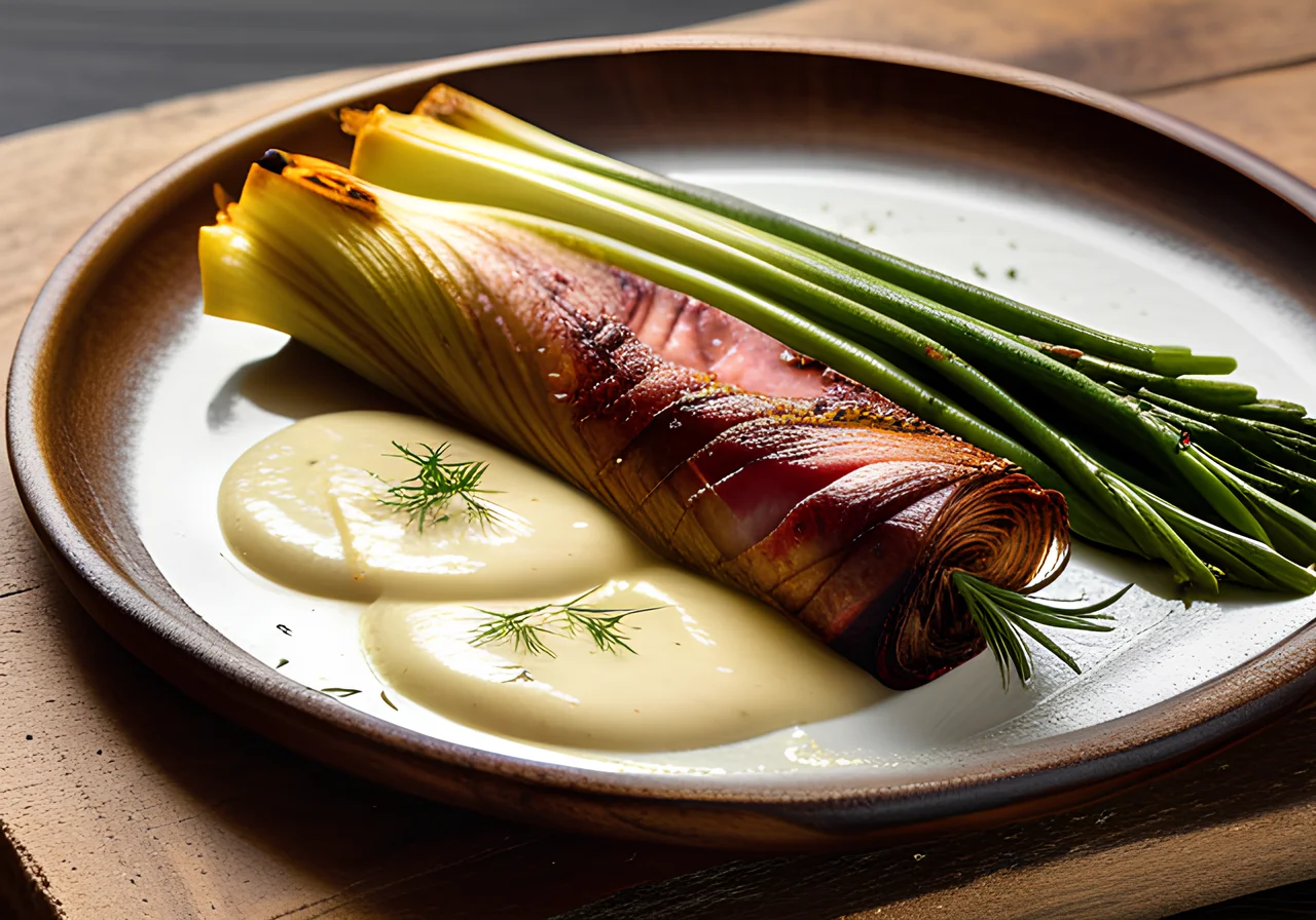 Baked Leek with Ham