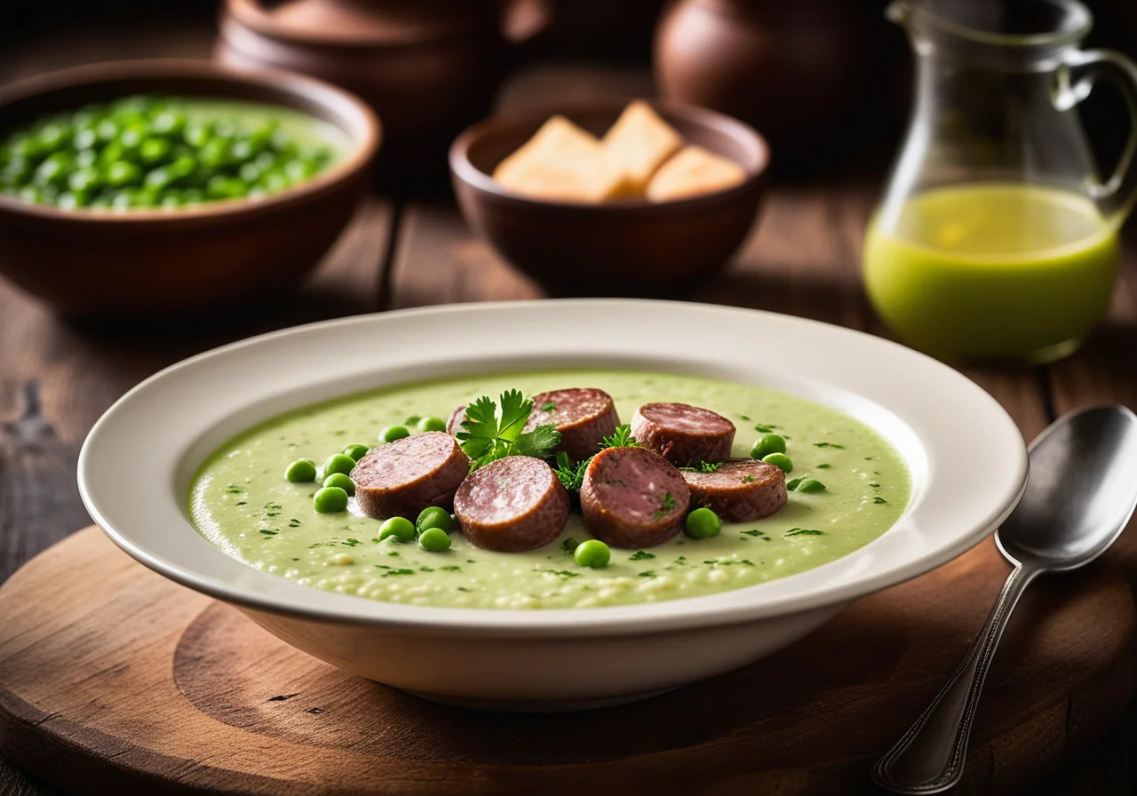 Pea Soup with Baby Sausages