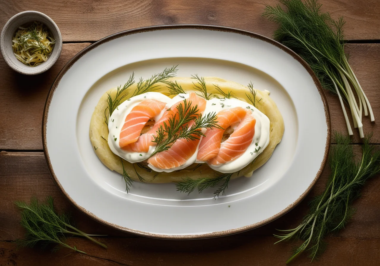 Baked Fennel Stuffed with Potatoes and Smoked Salmon