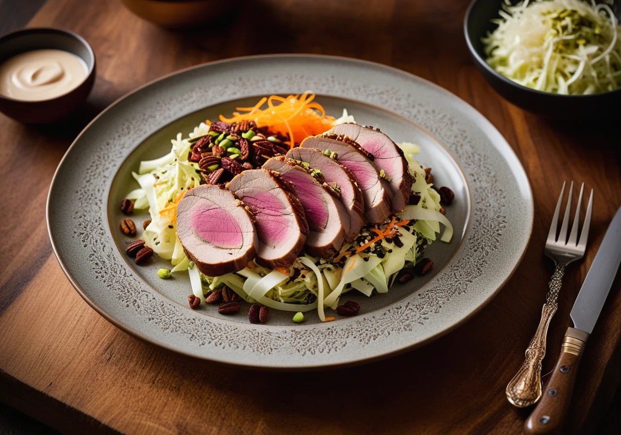 Duck Breast with Savoy and White Cabbage Slaw