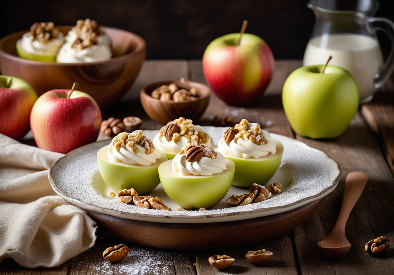 Apple Filled With Walnut Quark
