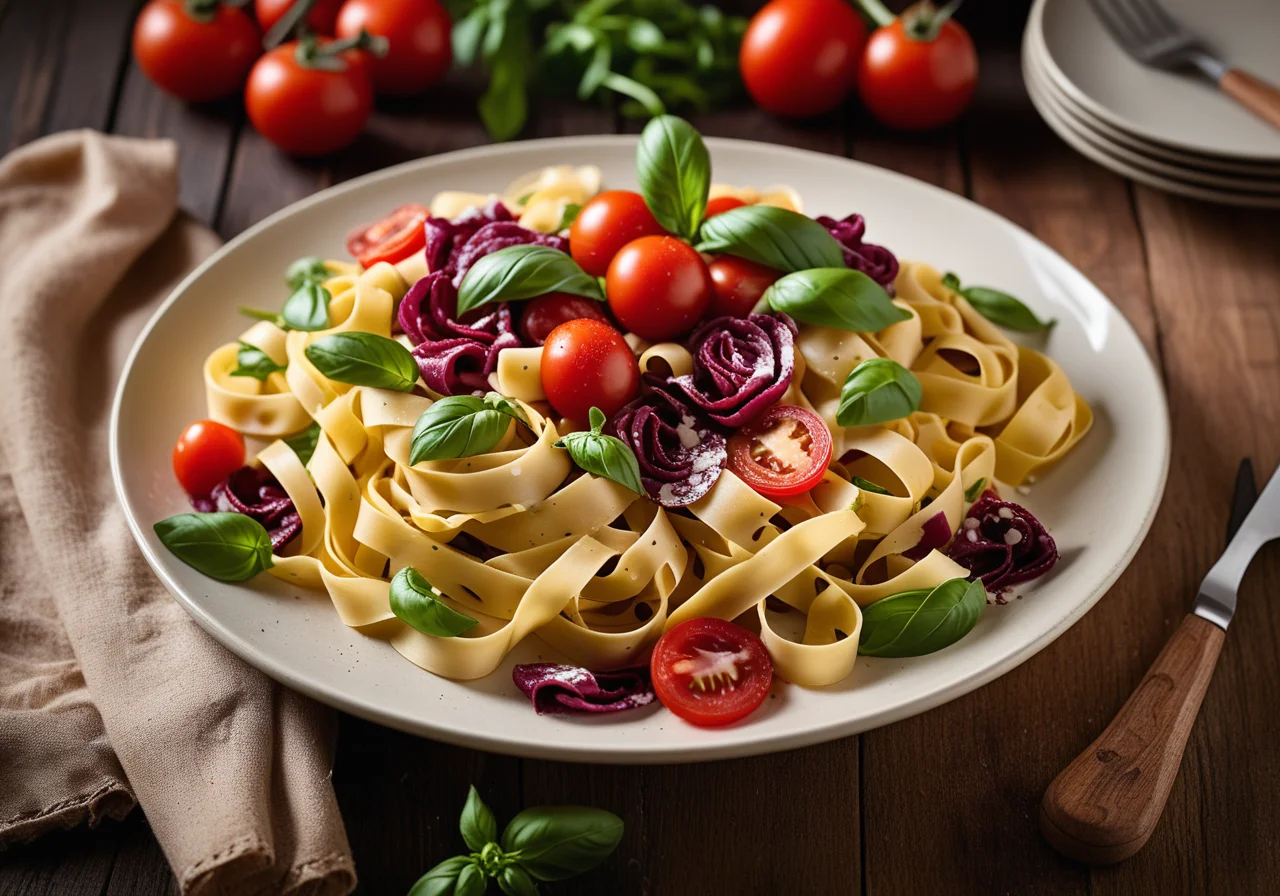 Tagliatelle with Radicchio and Salami