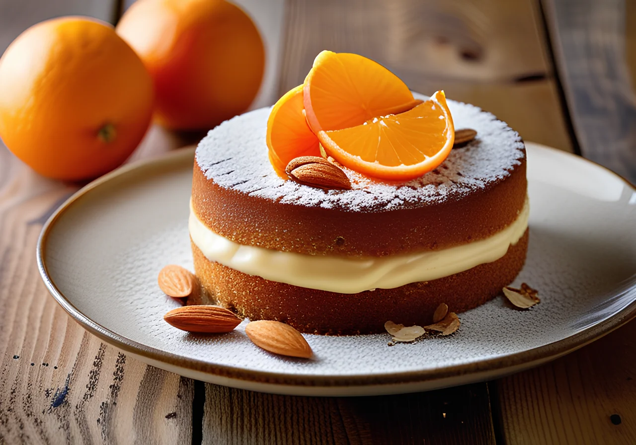 Caramel Cream Cake with Orange Fillets