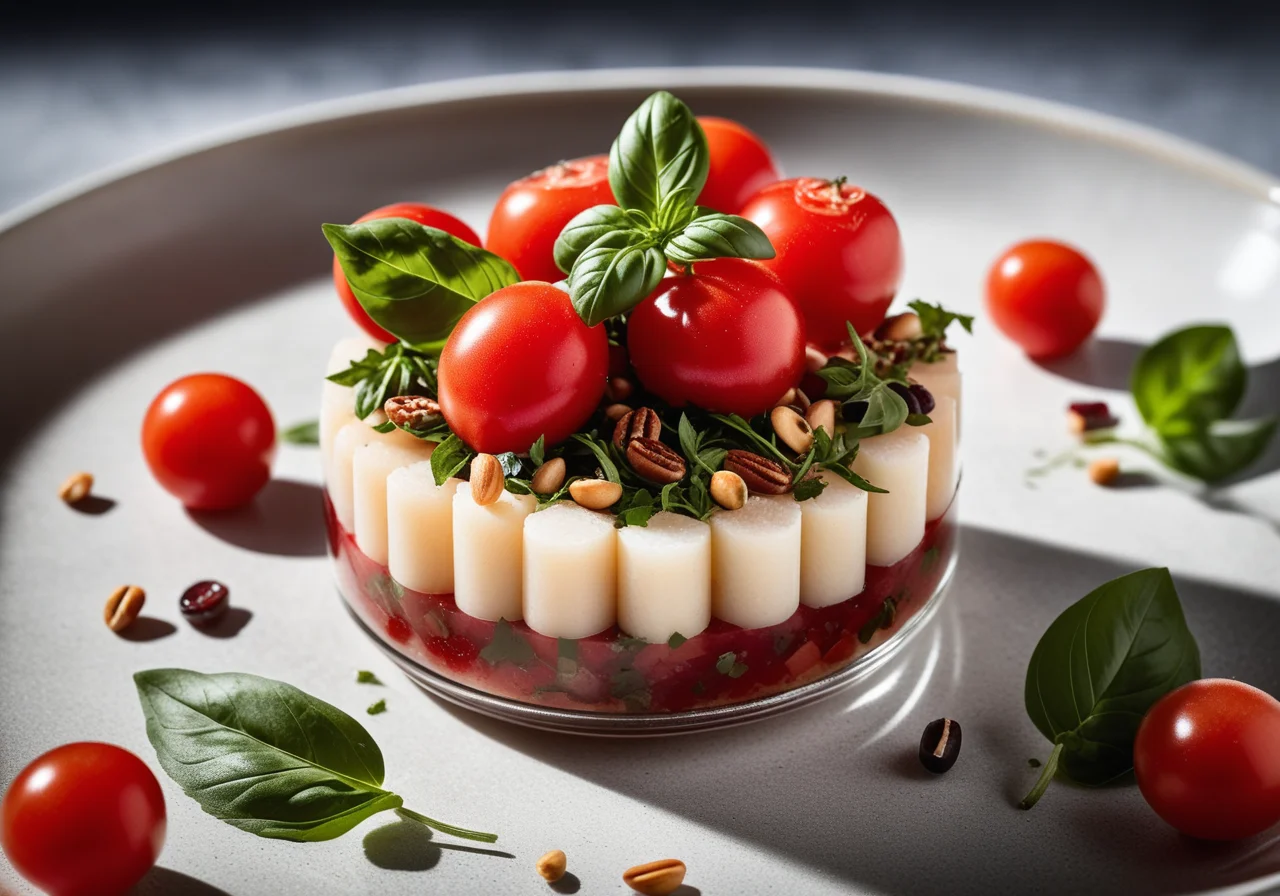 Seafood scallop meat with tomato tartar