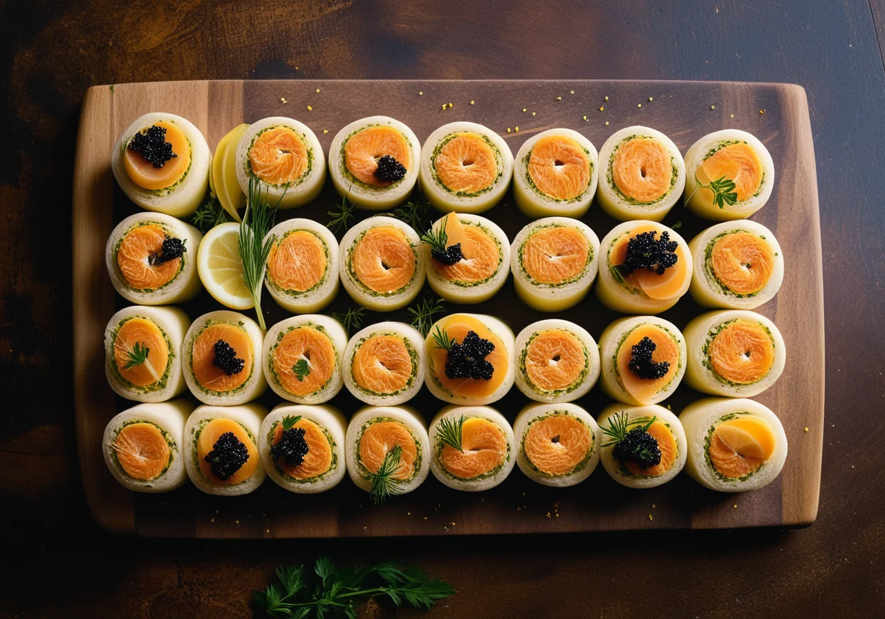Herb Sea Trout Rolls with Caviar Cream Sauce