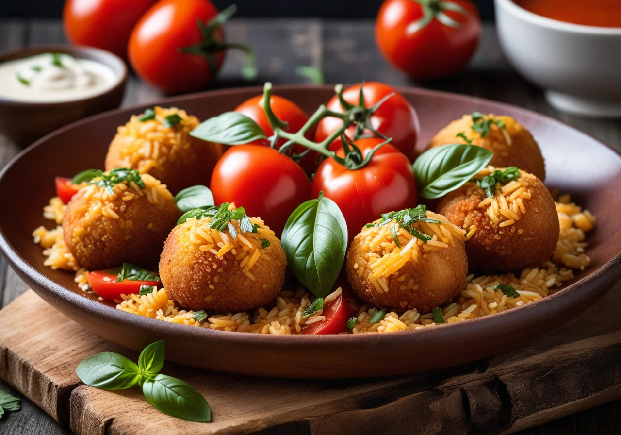 Rice Balls with Tomato Sauce