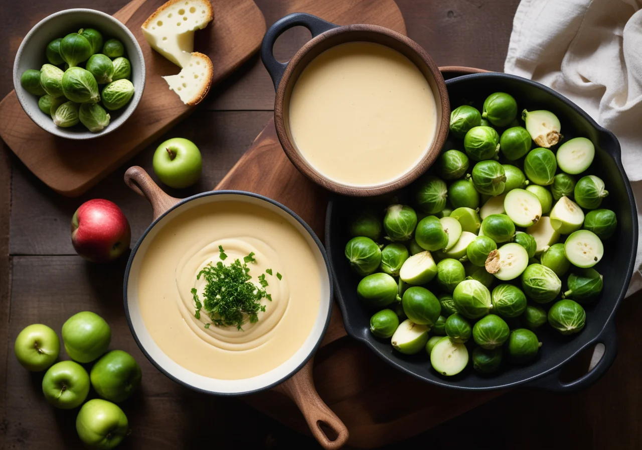 Cheese Fondue with Fruit and Vegetables