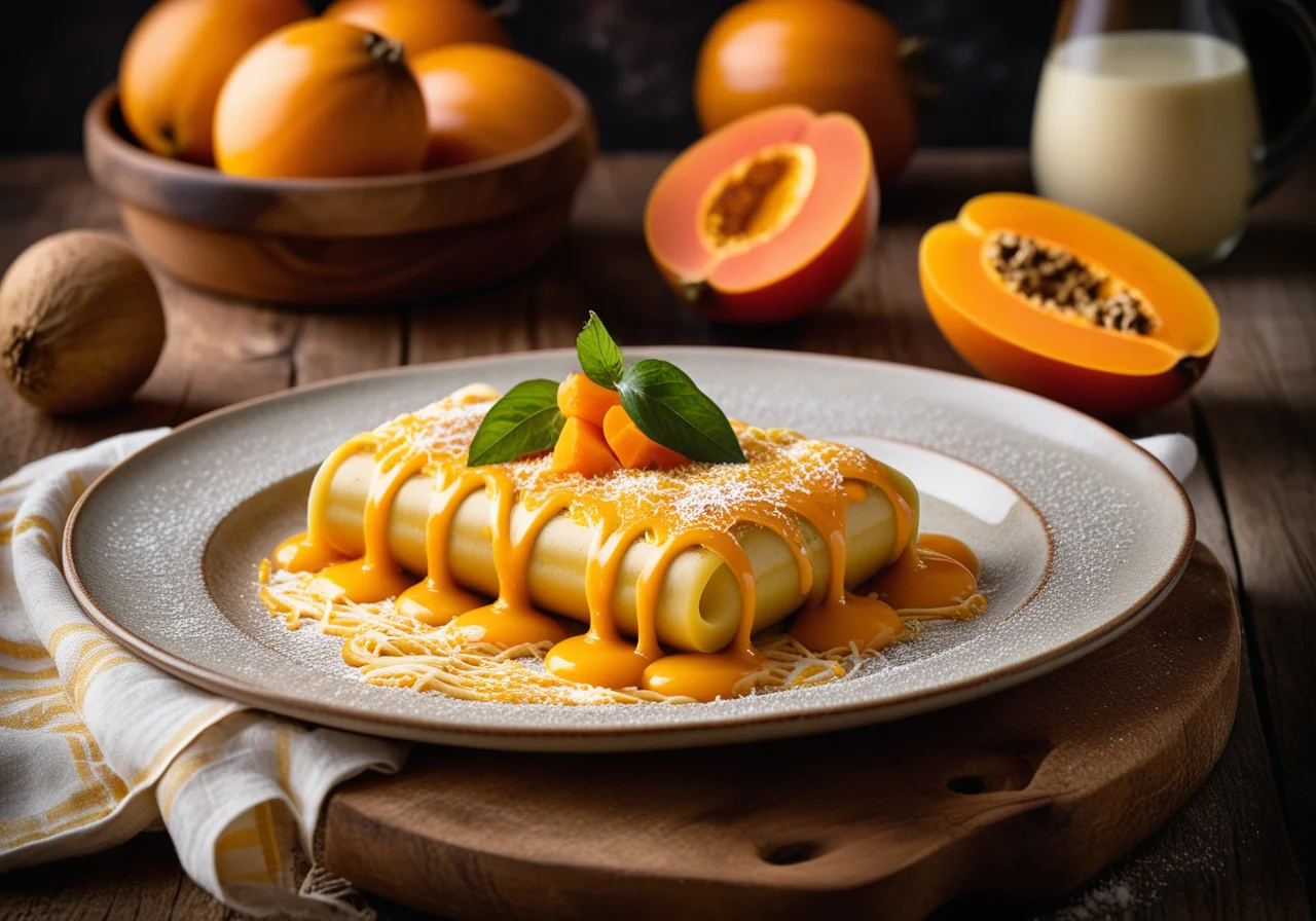 Sweet Canelloni Papaya Gratin with Coconut
