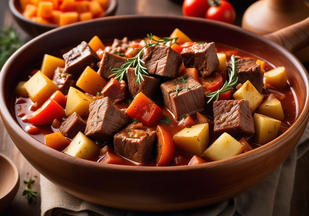 Veal Goulash with Carrot-Parsnip Vegetables