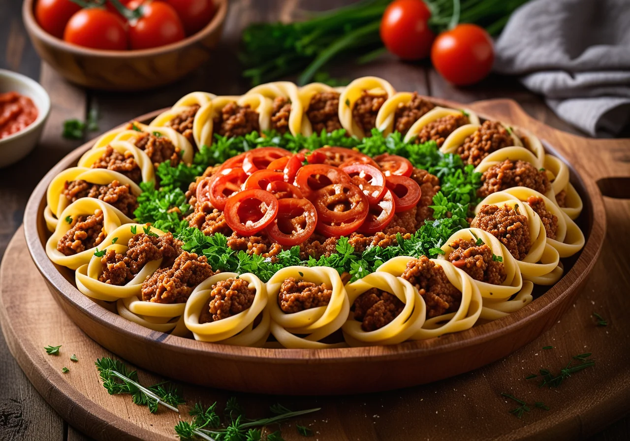 Spiral Pasta with Ground Meat Filling