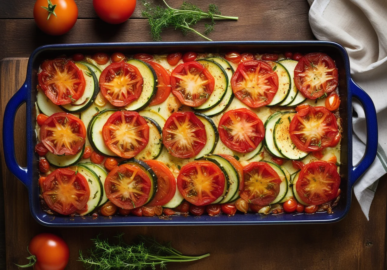 Tomato-Zucchini Casserole with Garlic