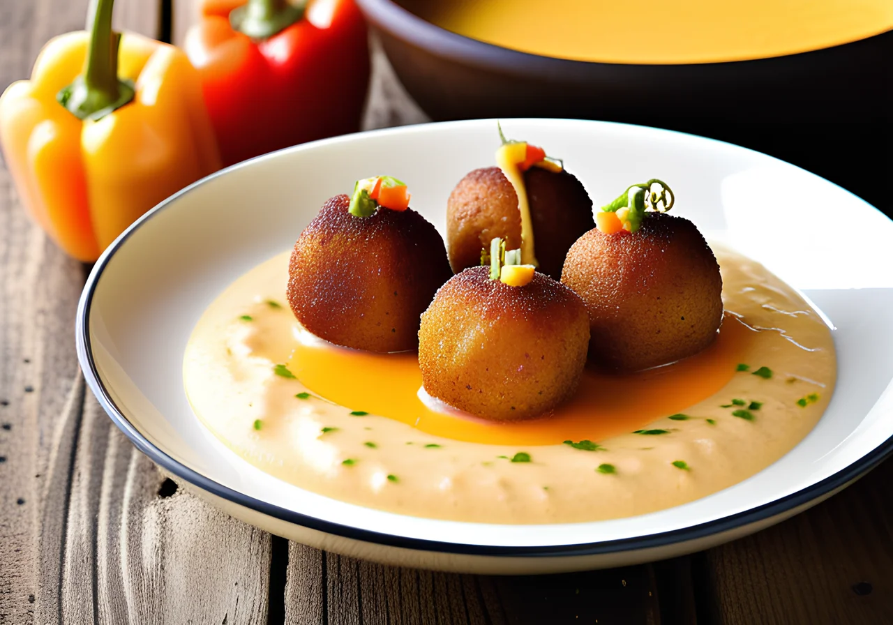 Mexican Fondue with Polenta Balls and Vegetables