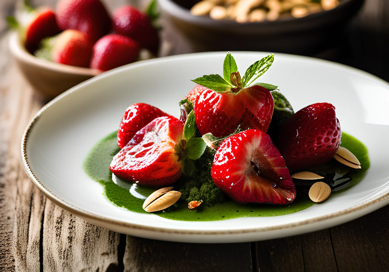 Strawberries with Sweet Pesto