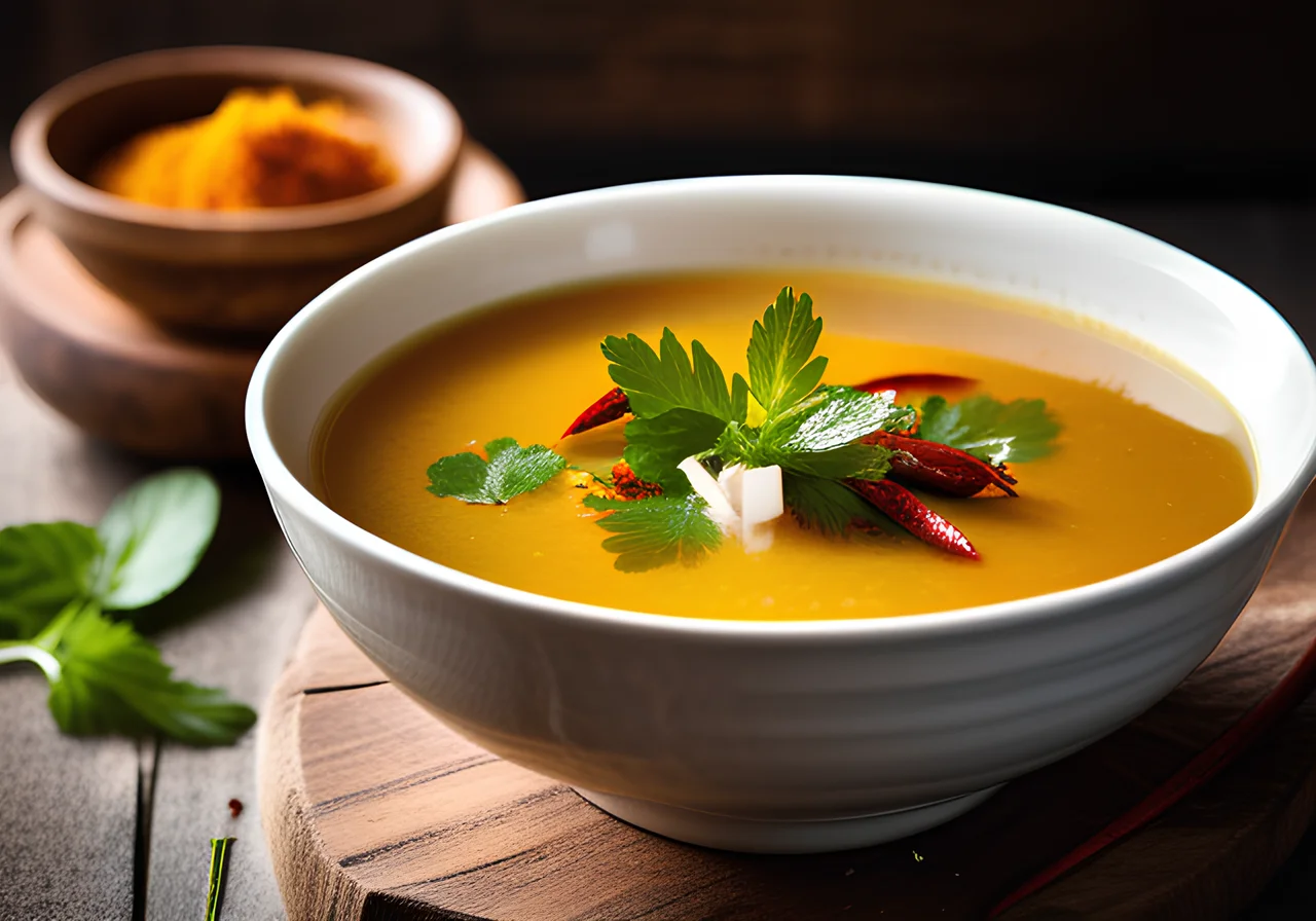 Coconut Soup with Tamarind, Coriander and Mint