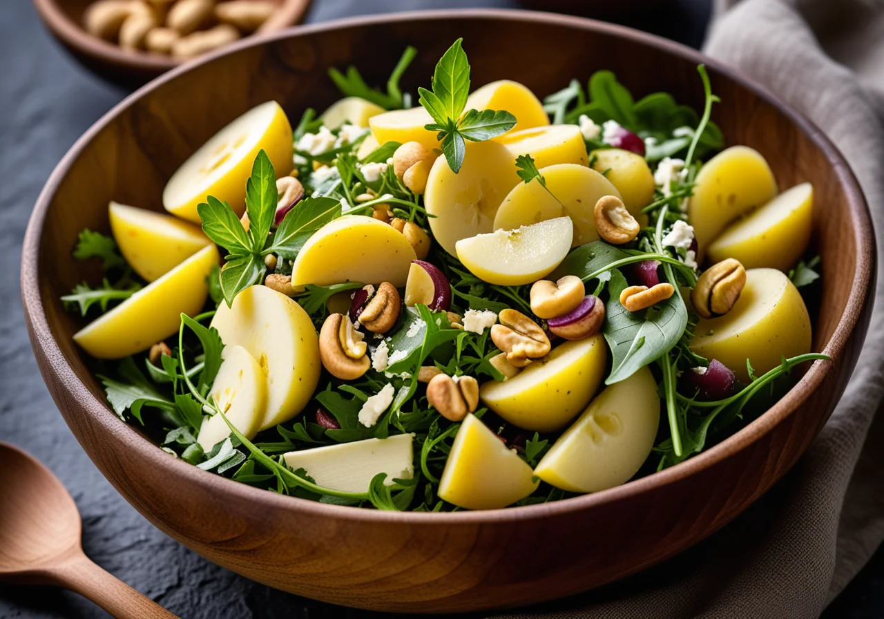 Mixed Potato Salad with Cashews and Cheese