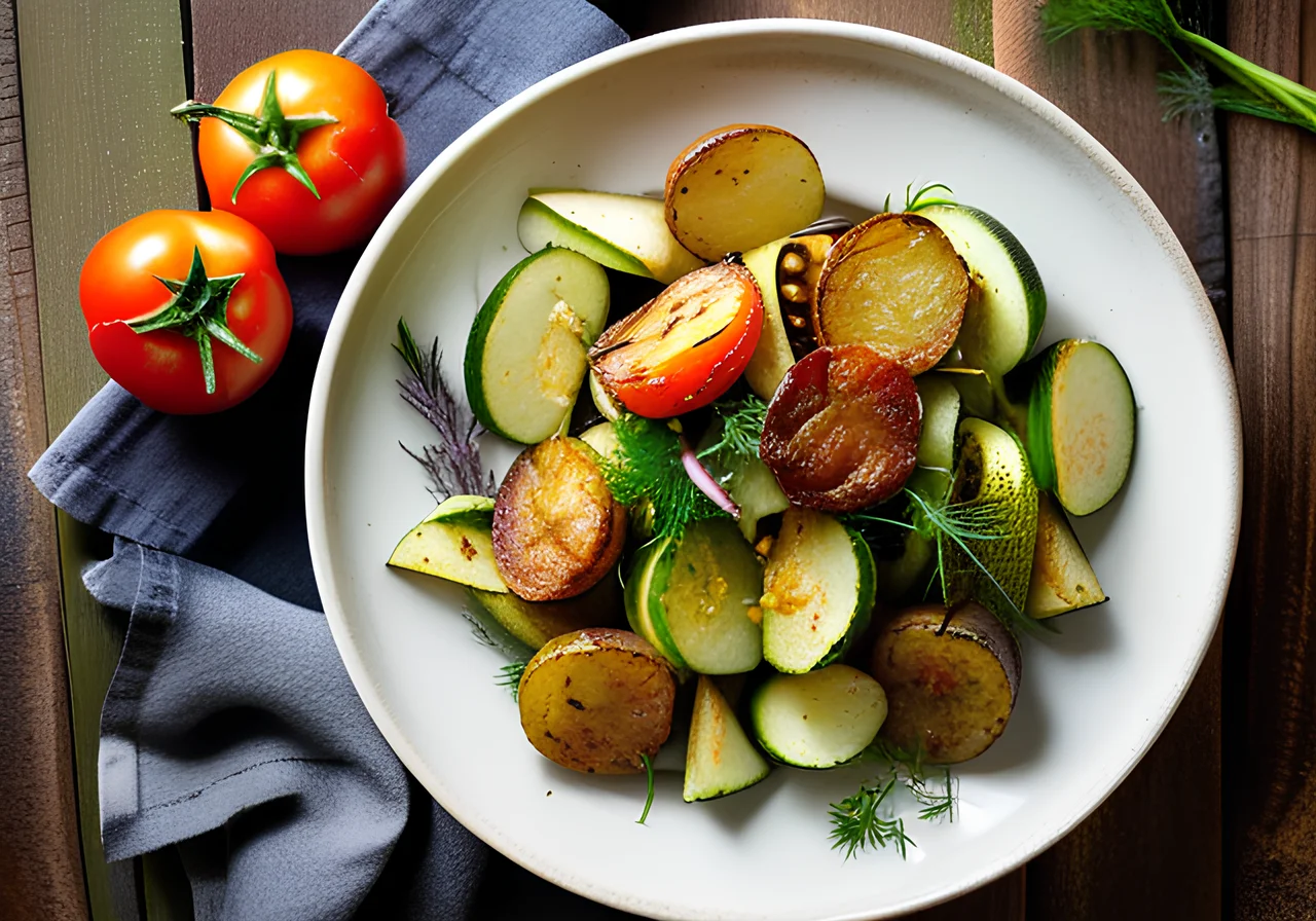 Zucchini Salad with Oven-Roasted Potatoes