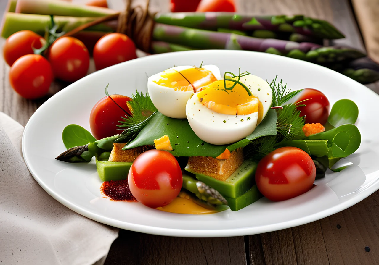 Layered Salad with Cheese, Egg, and Croutons