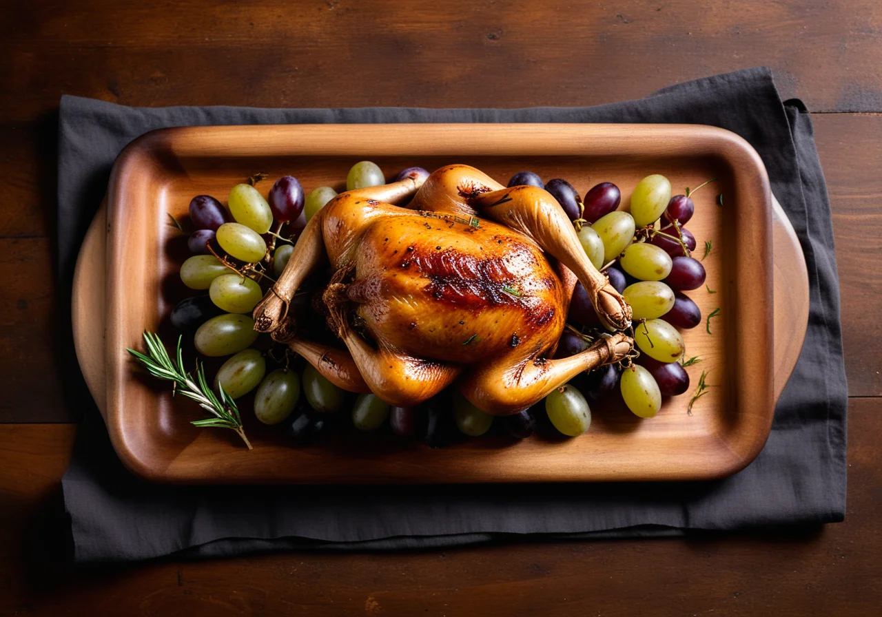 Roasted Poularde with Grapes
