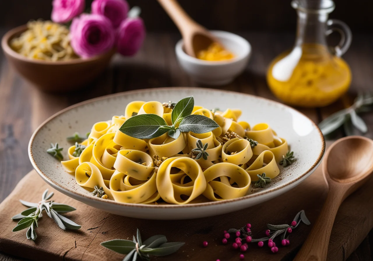 Lemon Ribbon Pasta with Sage (Vegan)