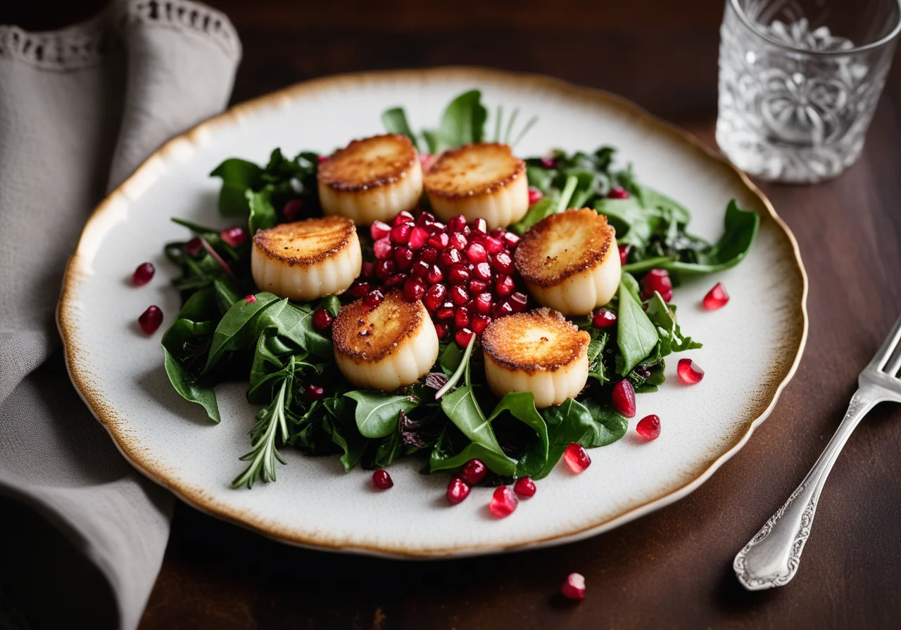 Pan‑fried Scallops with Leafy Salad
