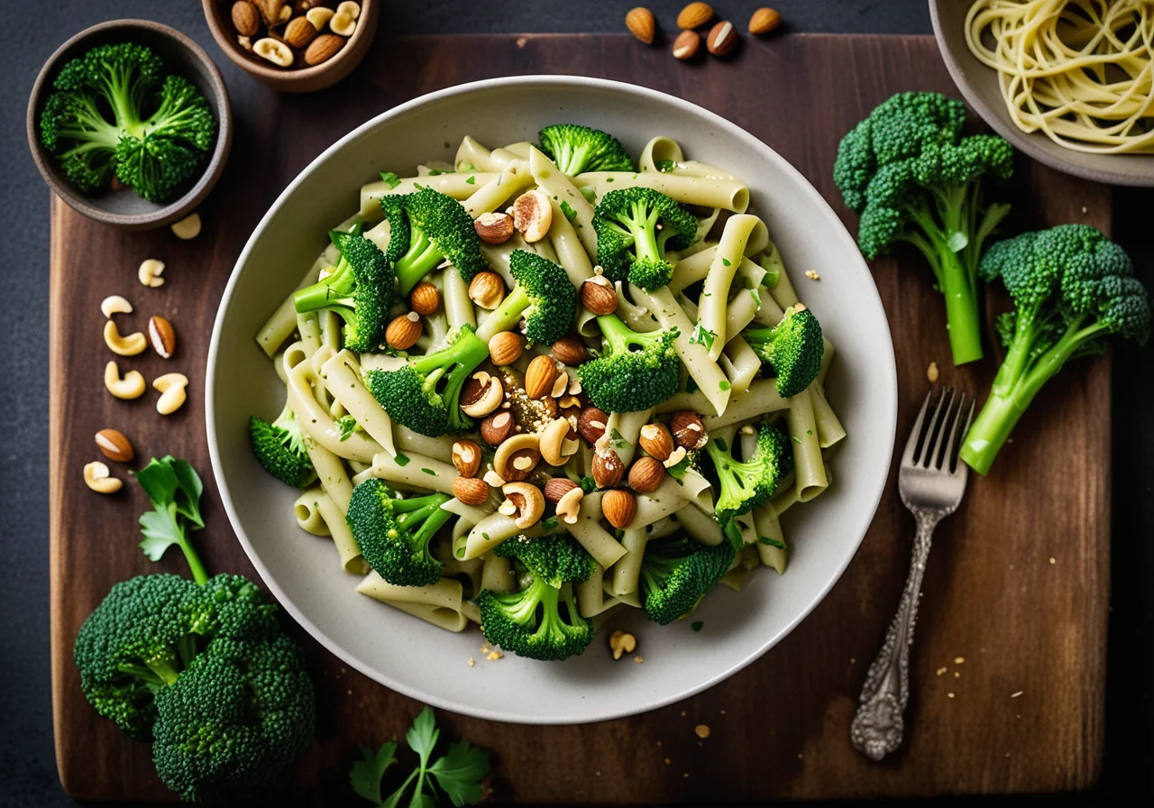 Pasta with Almond Broccoli Sauce