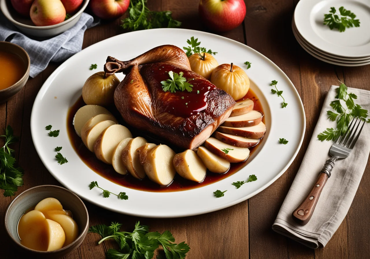 Duck Roast with Apple and Dumplings