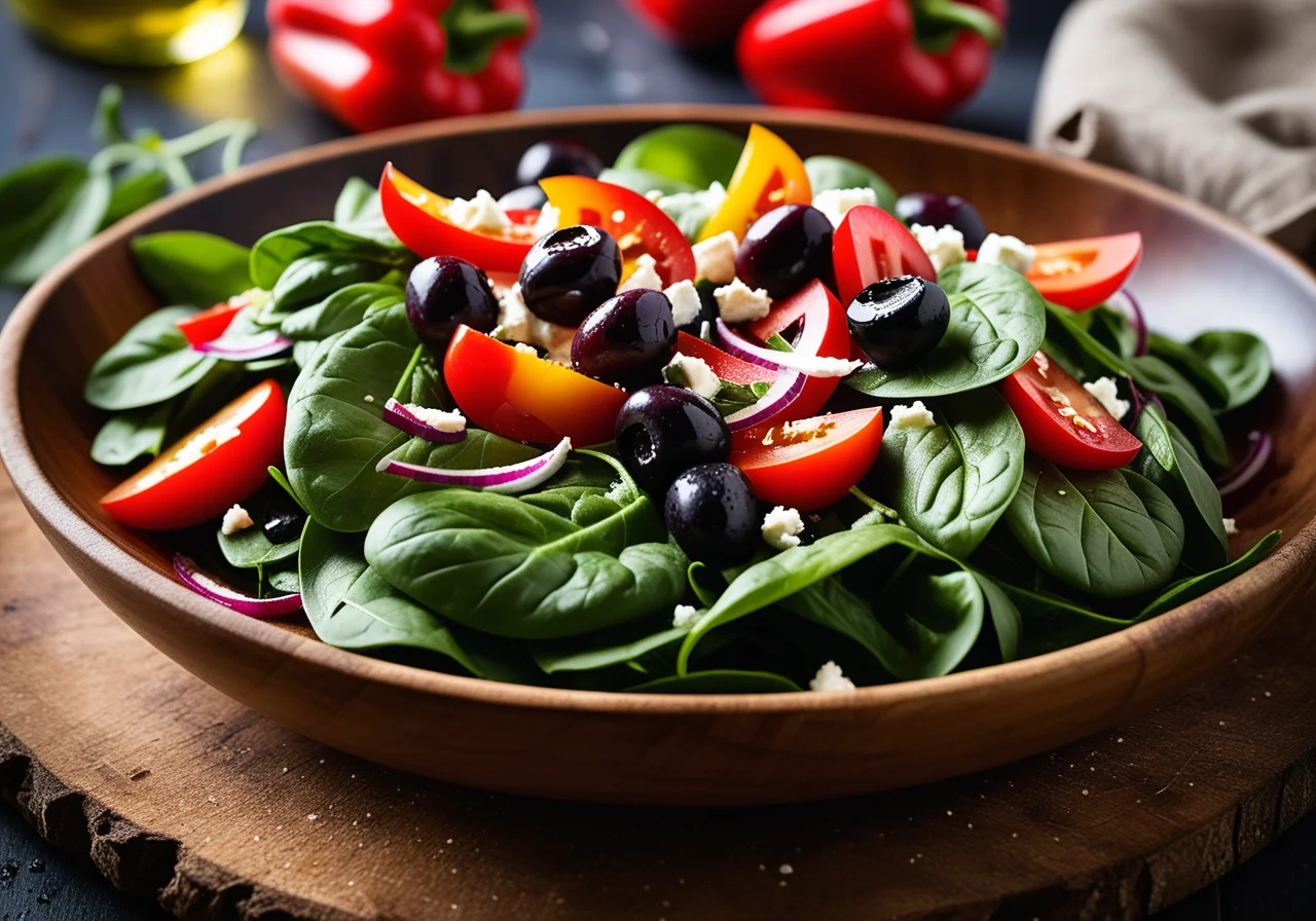 Spinach Salad with Vegetables and Cheese