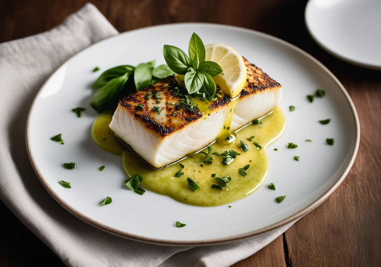Cod fillet with herb vinaigrette