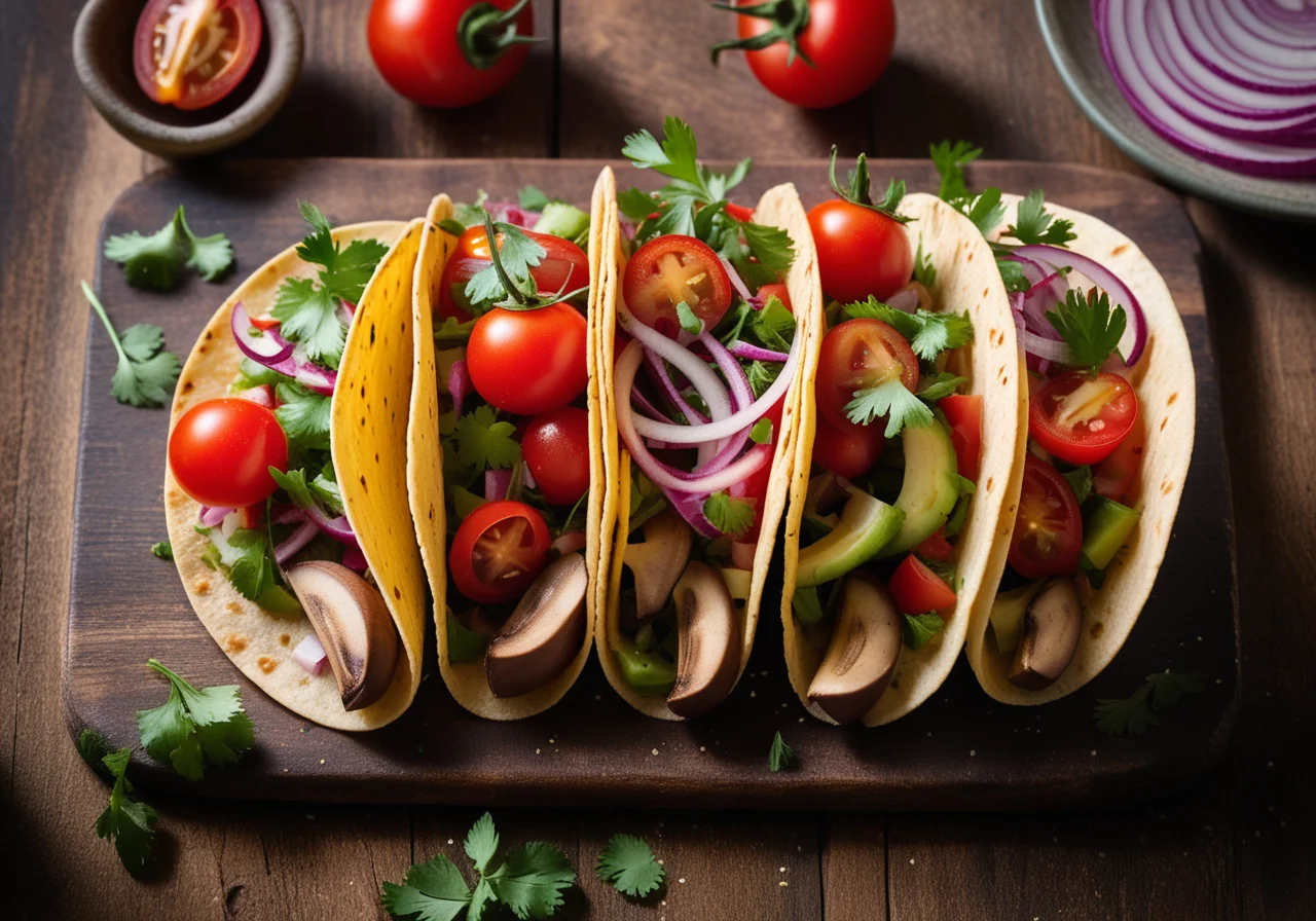 Taco shell with vegetable salad