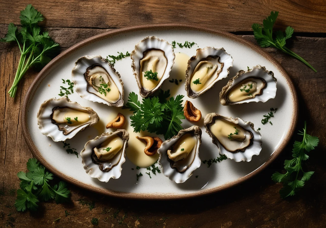 Christmas Oysters with Herb Crust and Mushrooms
