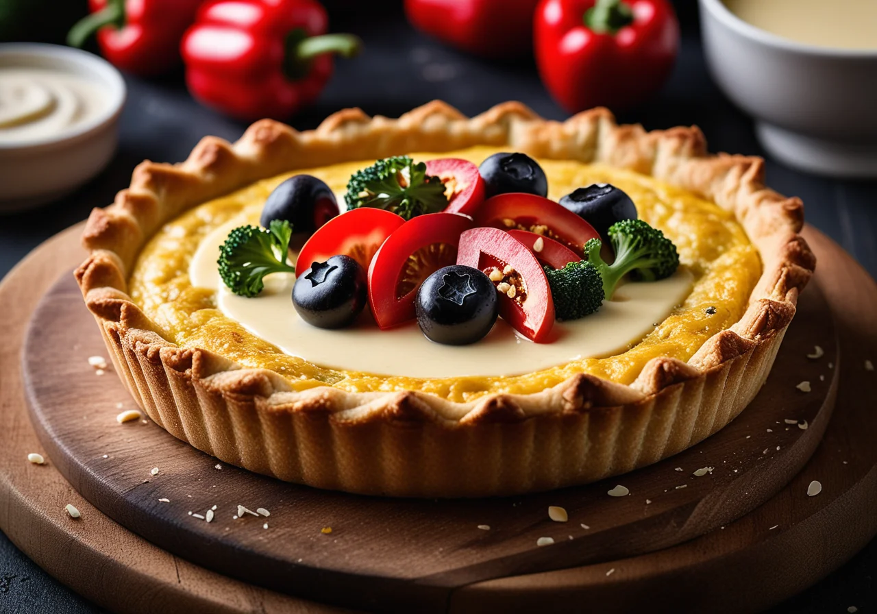 Paprika-Broccoli Quiche