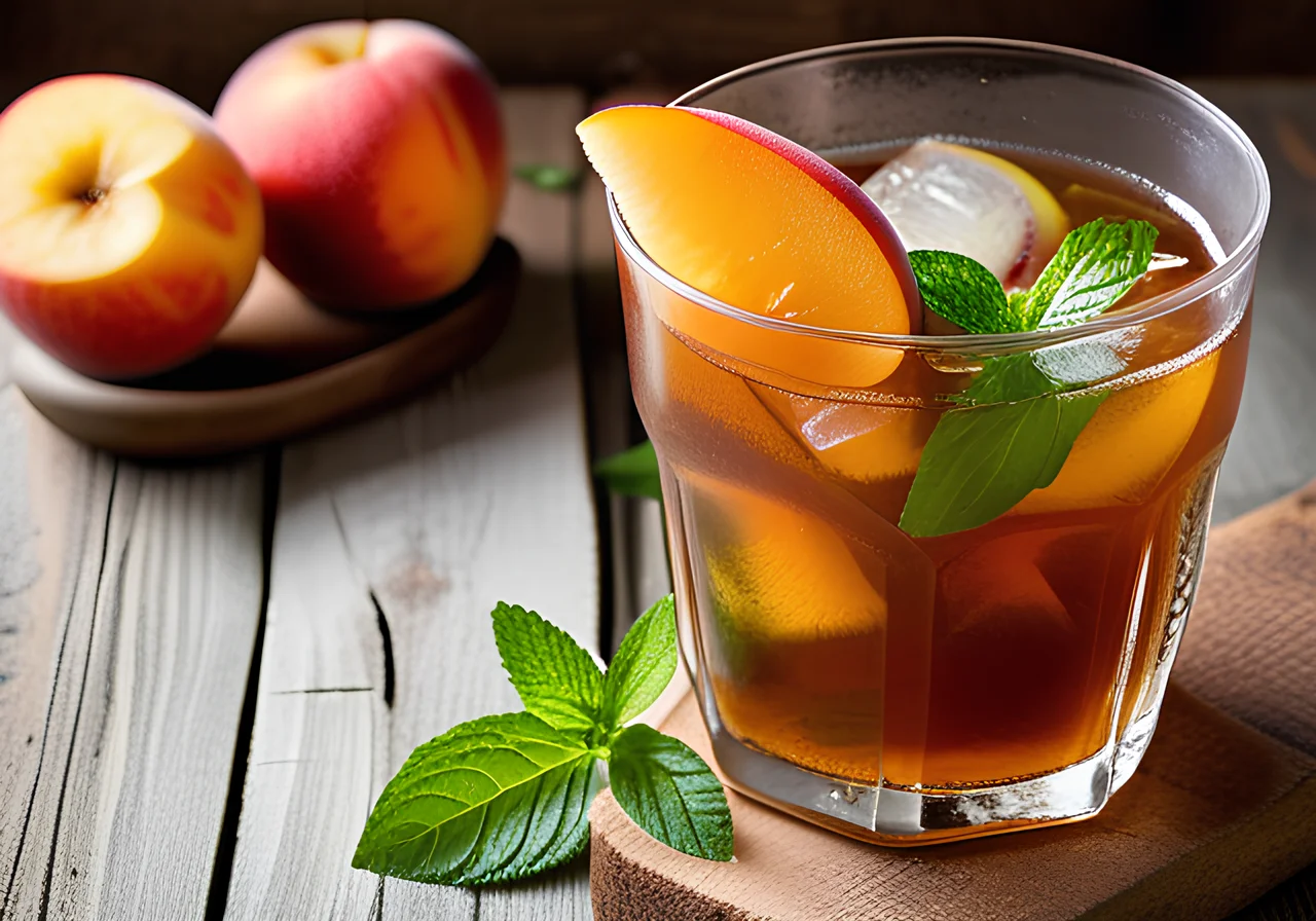 Apple-Peach Iced Tea with Mint