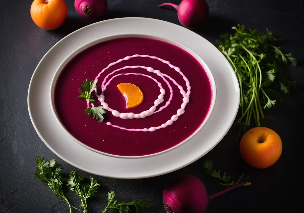 Beetroot Soup with Beans and Apple