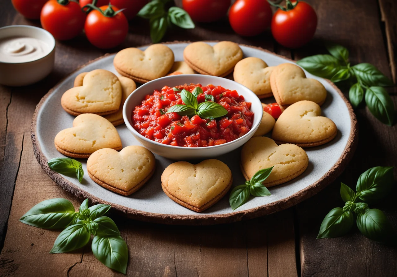 Parmesan Heart Cookies with Tomato Salsa