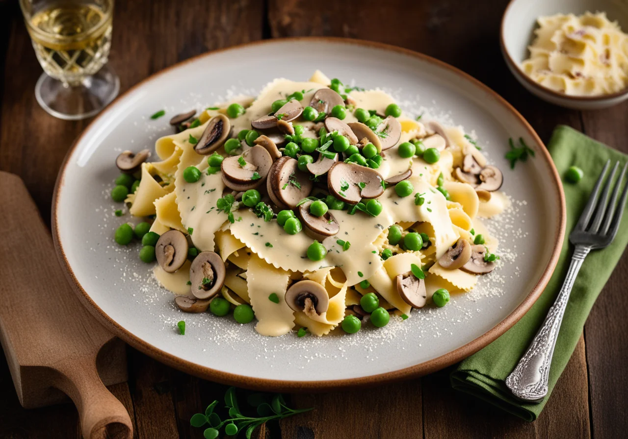 Pasta with Peas, Ham and Egg