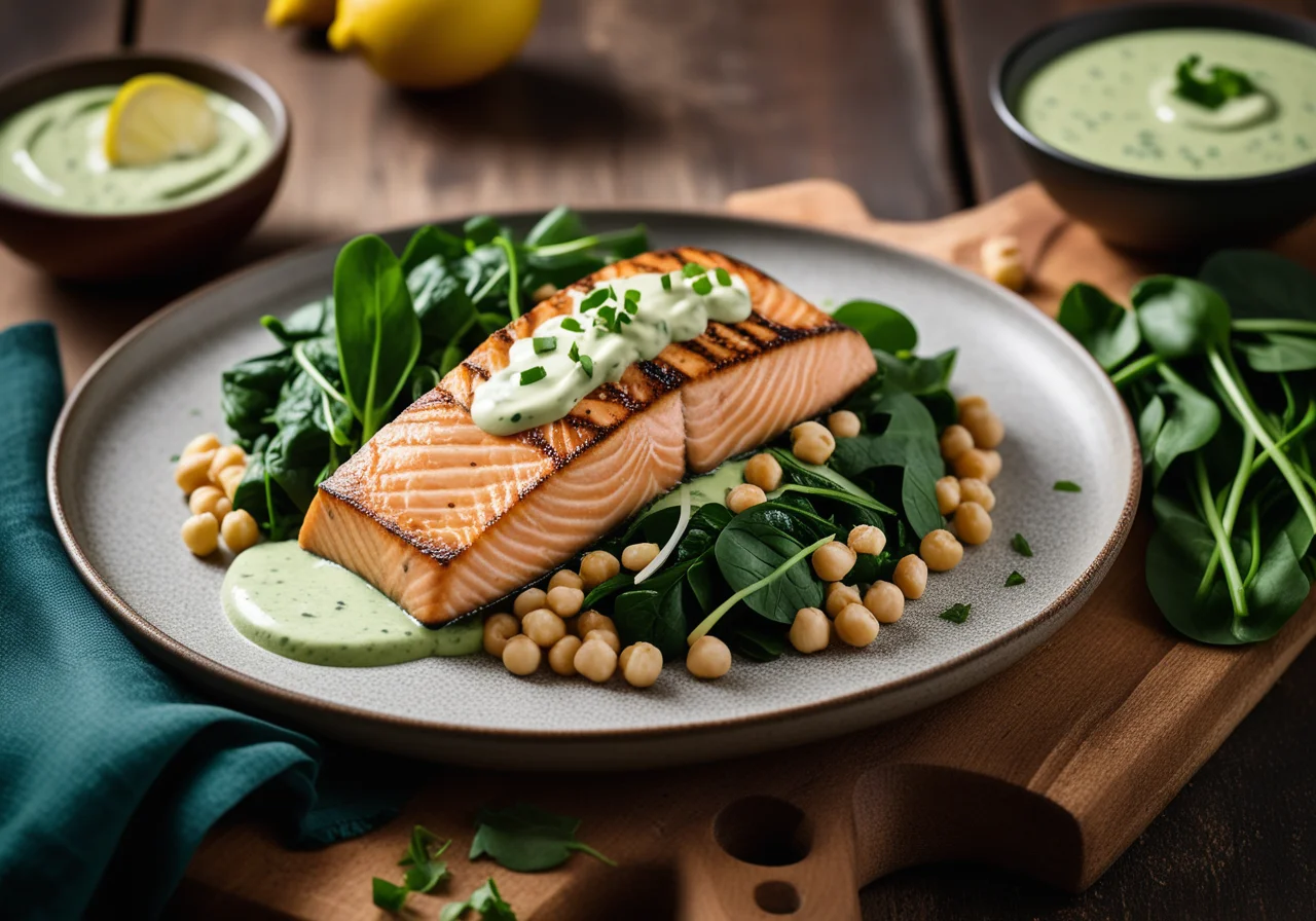 Salmon with Buckwheat and Chickpeas