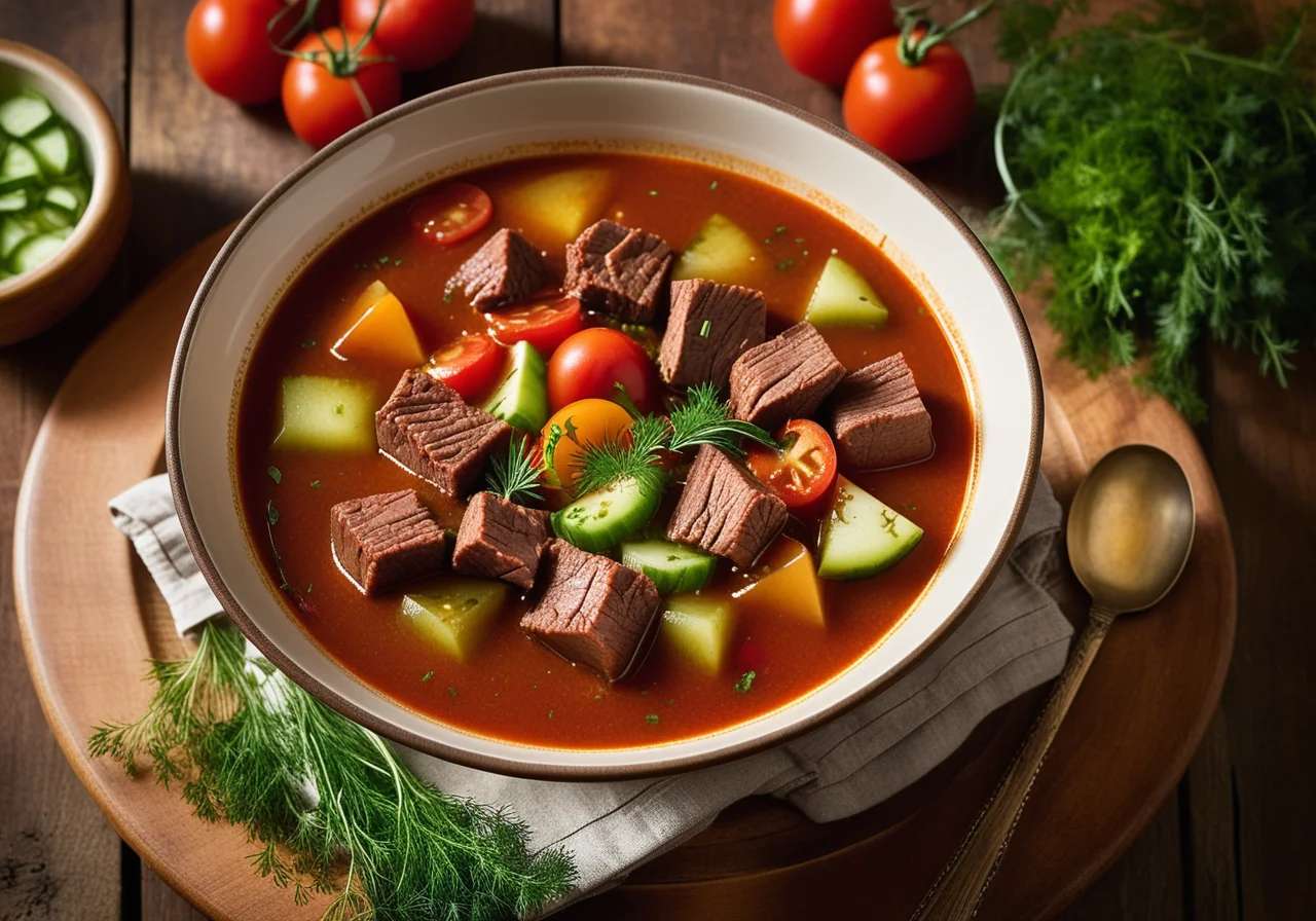 Beef Stew with Tomato and Cucumber