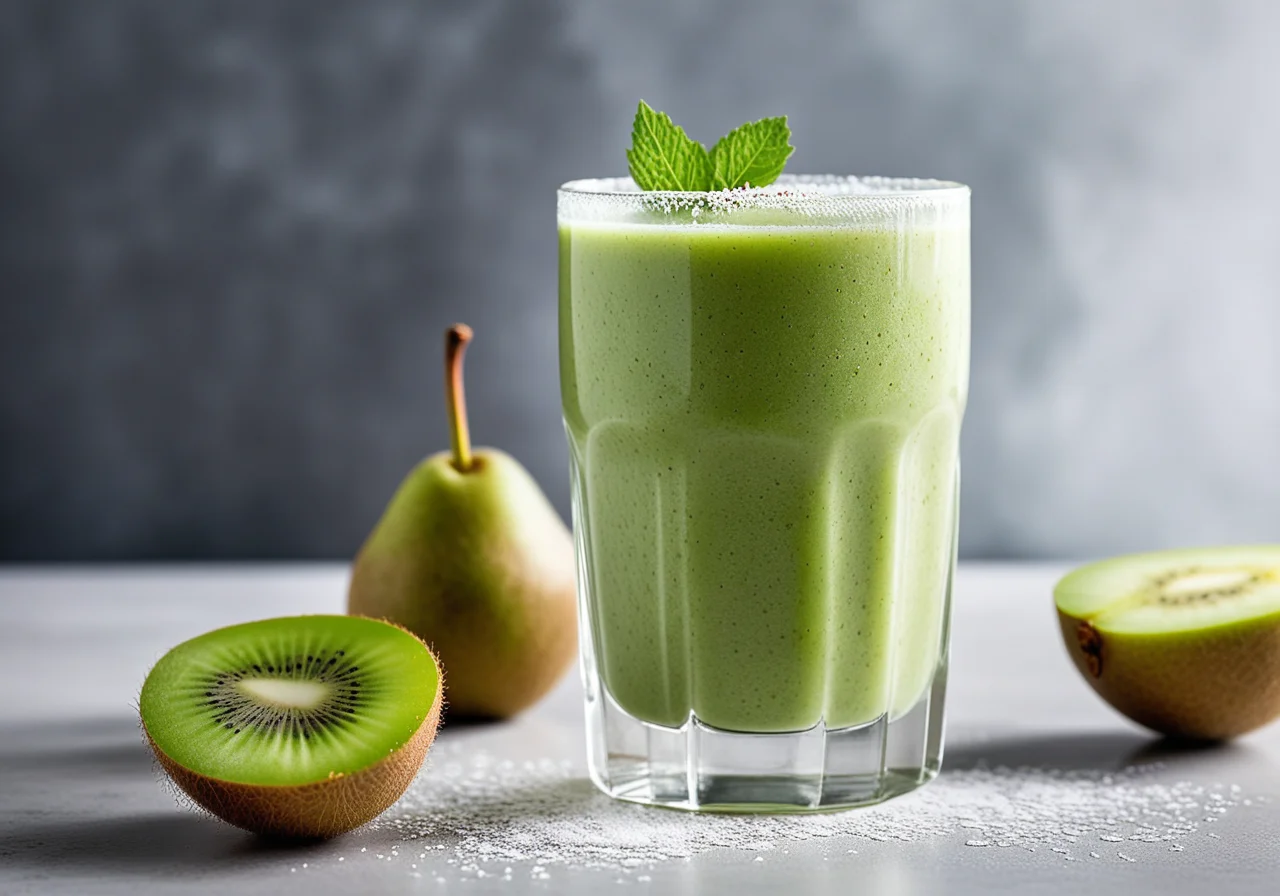 Kiwi-Pear Smoothie with Melon