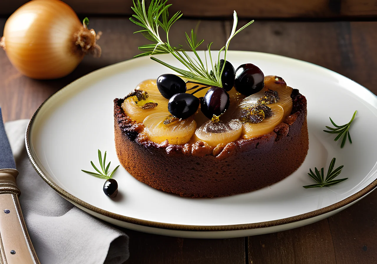 Onion Anchovy Cake with Olives