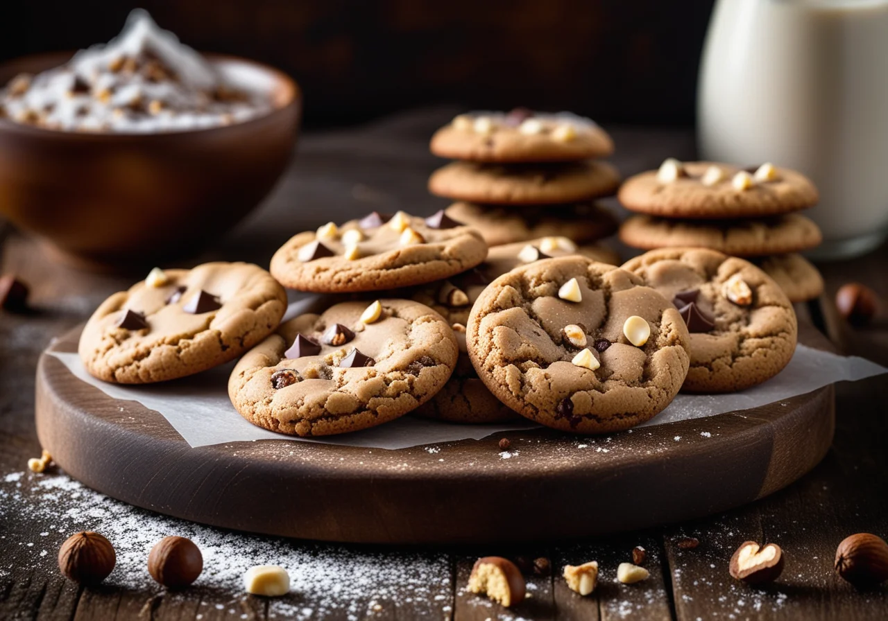Chocolate cookies with icing sugar