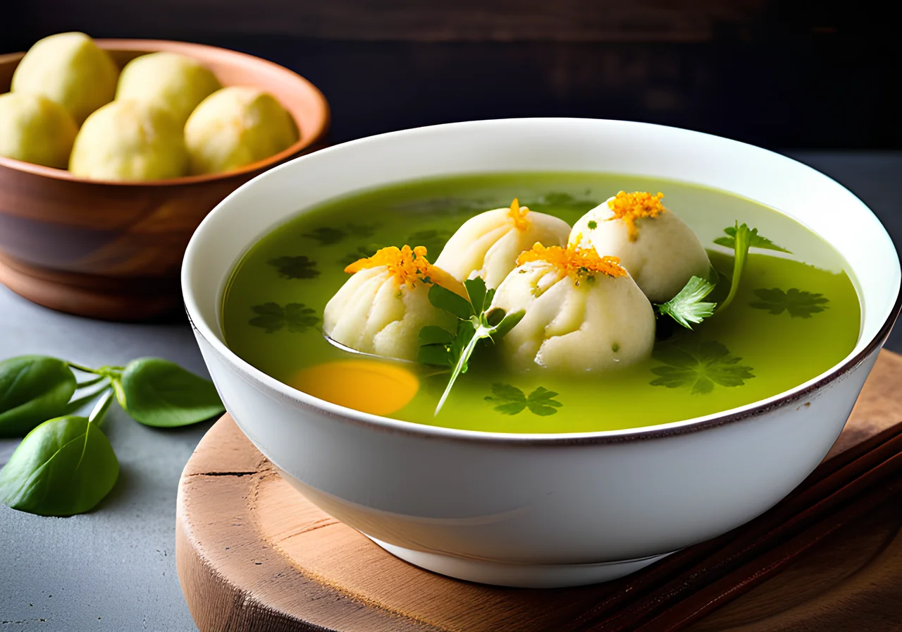 Green Soup with Saffron Dumplings