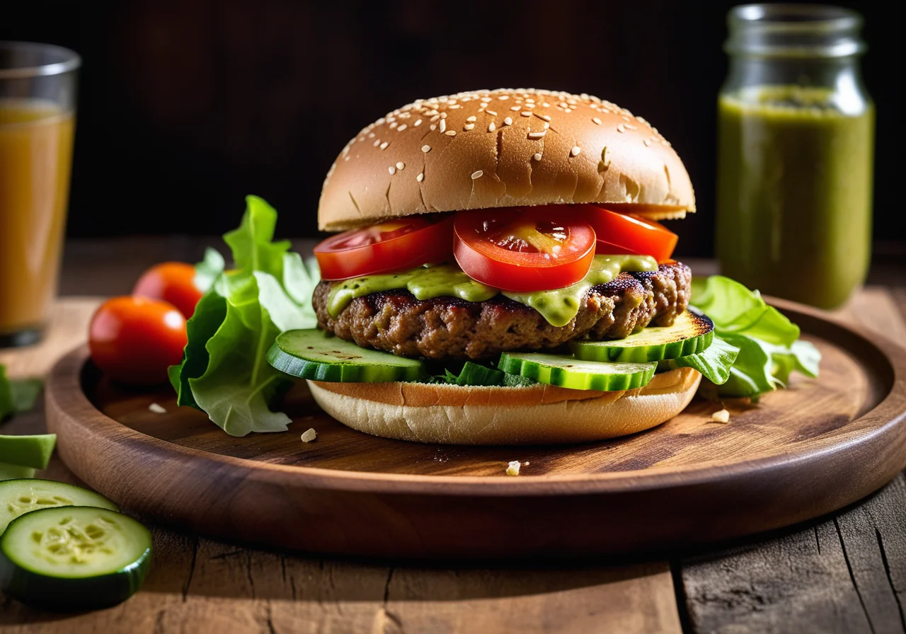Vegetarian Burger with Zucchini Sauce