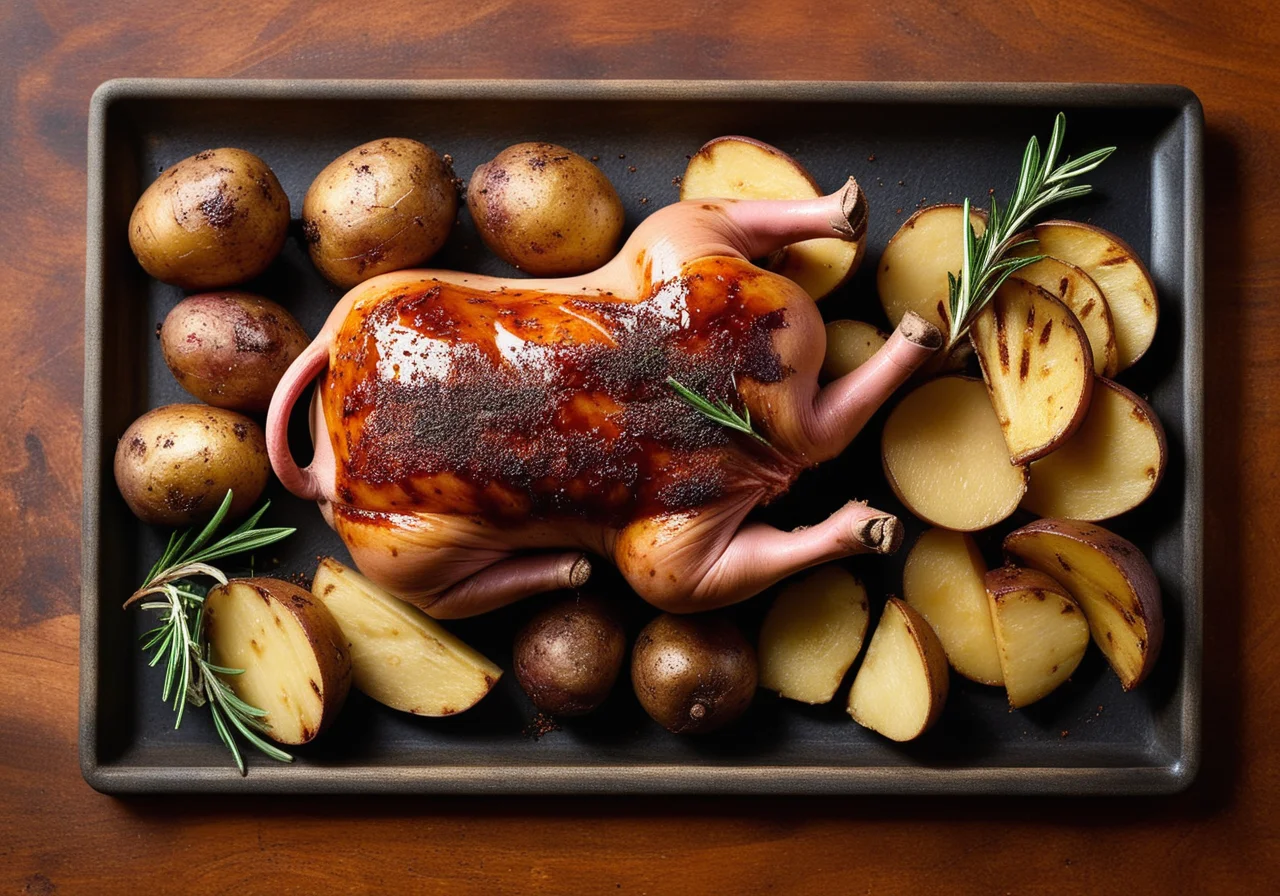 Spit‑roasted piglet with Mojo Picon and roasted potatoes