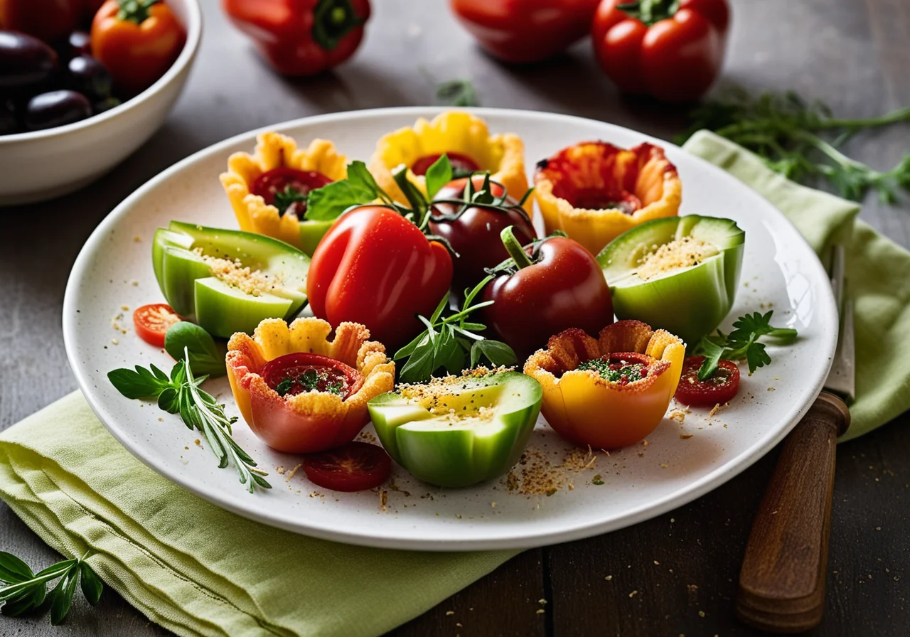 Vegetable Salad in Parmesan Cups