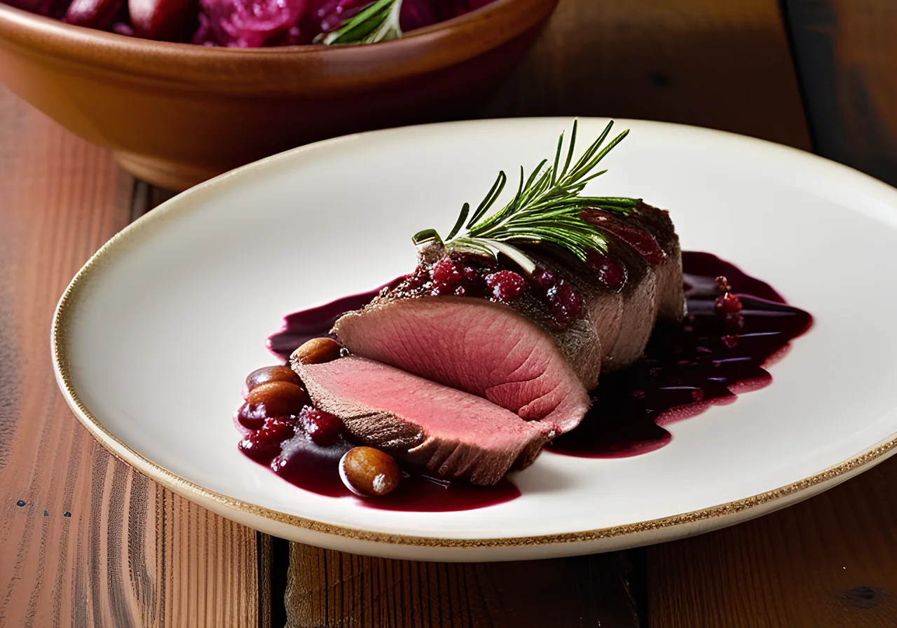 Venison Tenderloin with Cranberries and Chestnuts