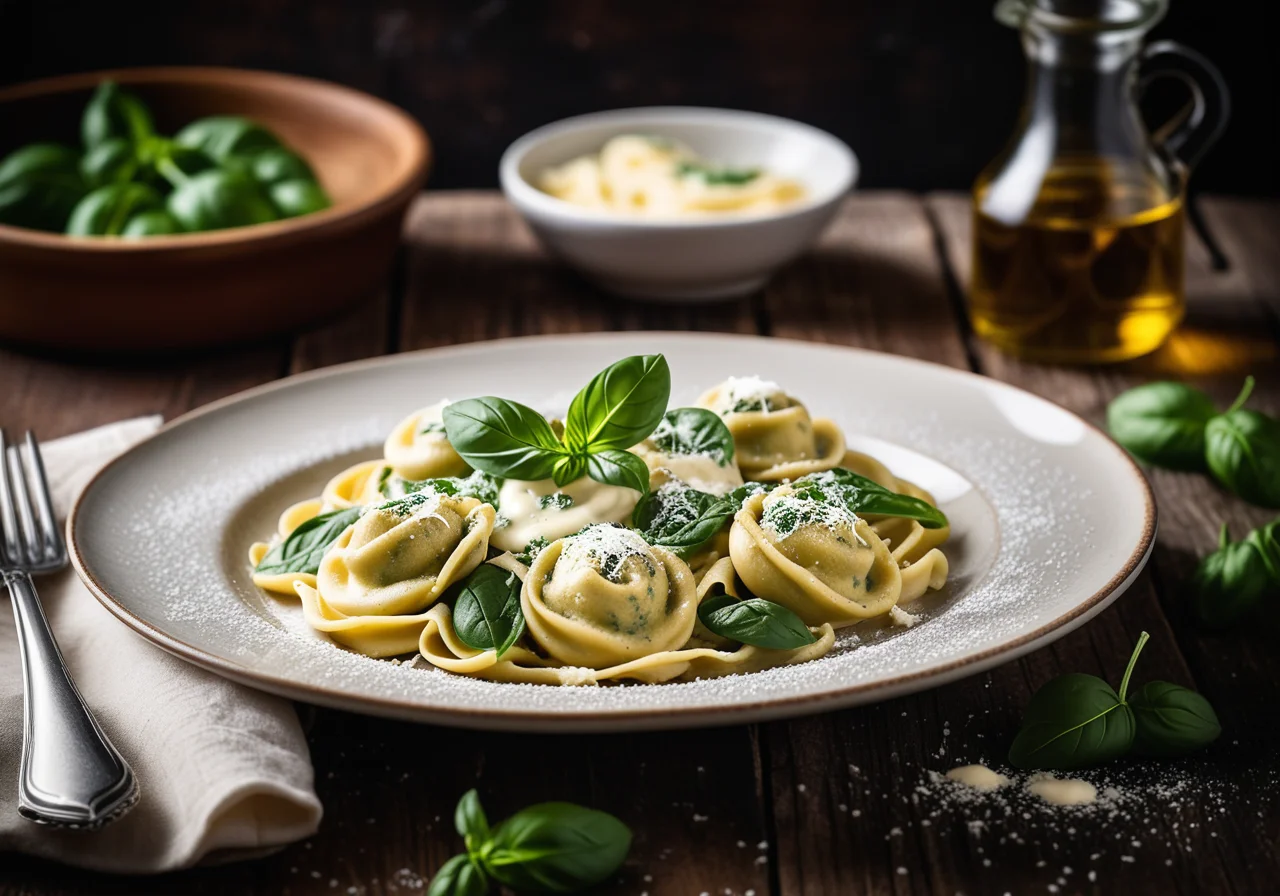 Tortellini with Spinach Cream Sauce