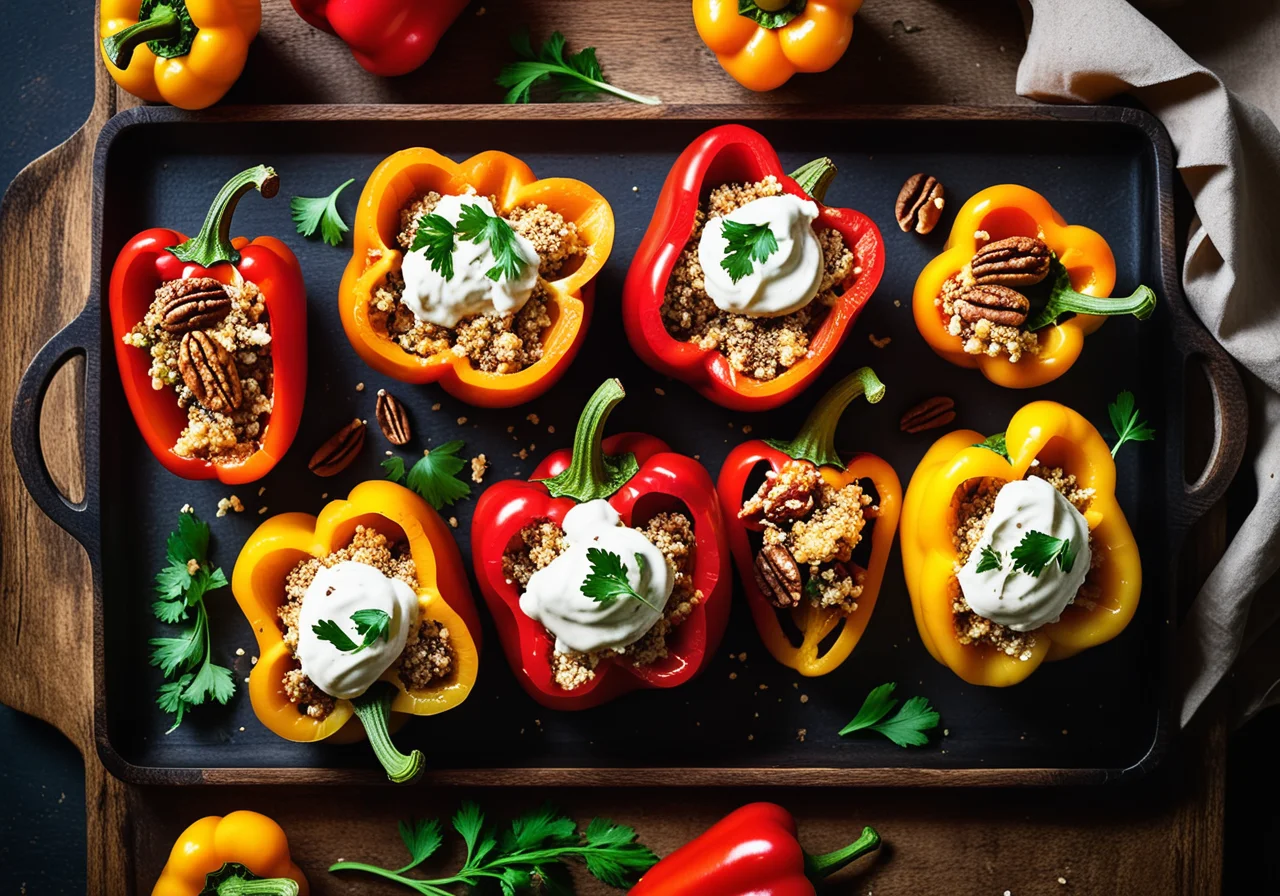 Stuffed Bell Peppers with Quinoa, Ricotta and Herbs