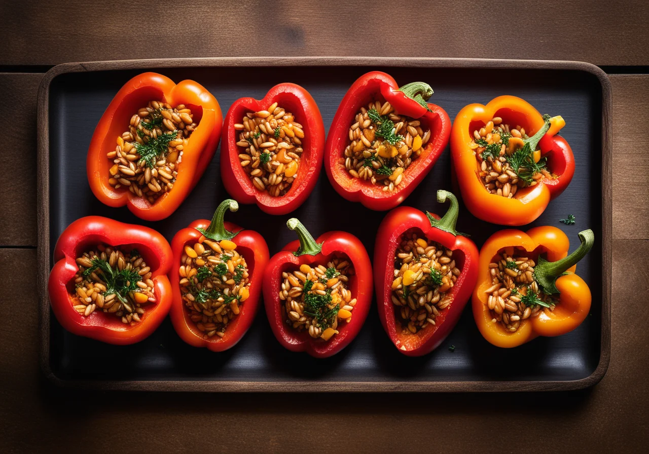 Red Bell Peppers Stuffed with Barley
