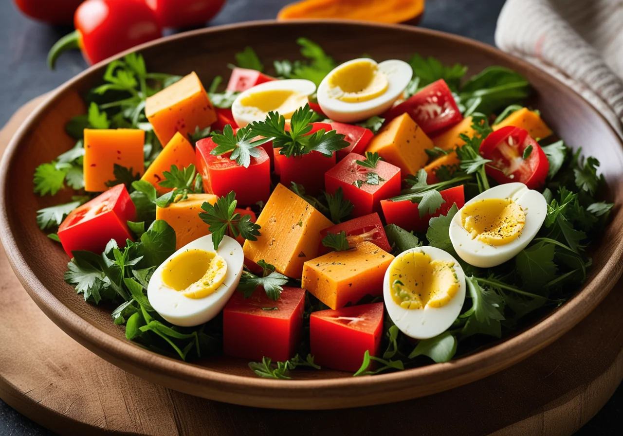 Vegetable Salad with Tuna and Egg